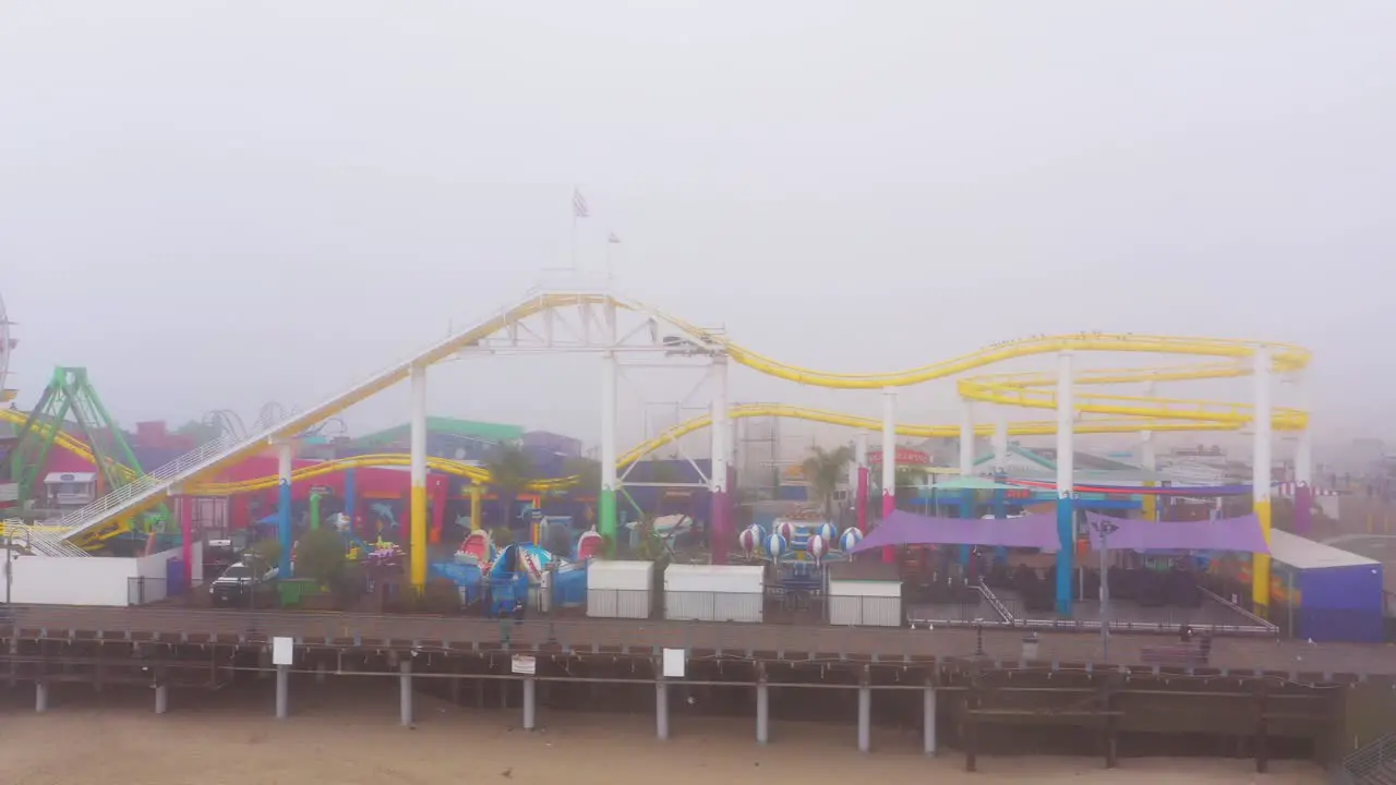 Thick fog on the Santa Monica Pier