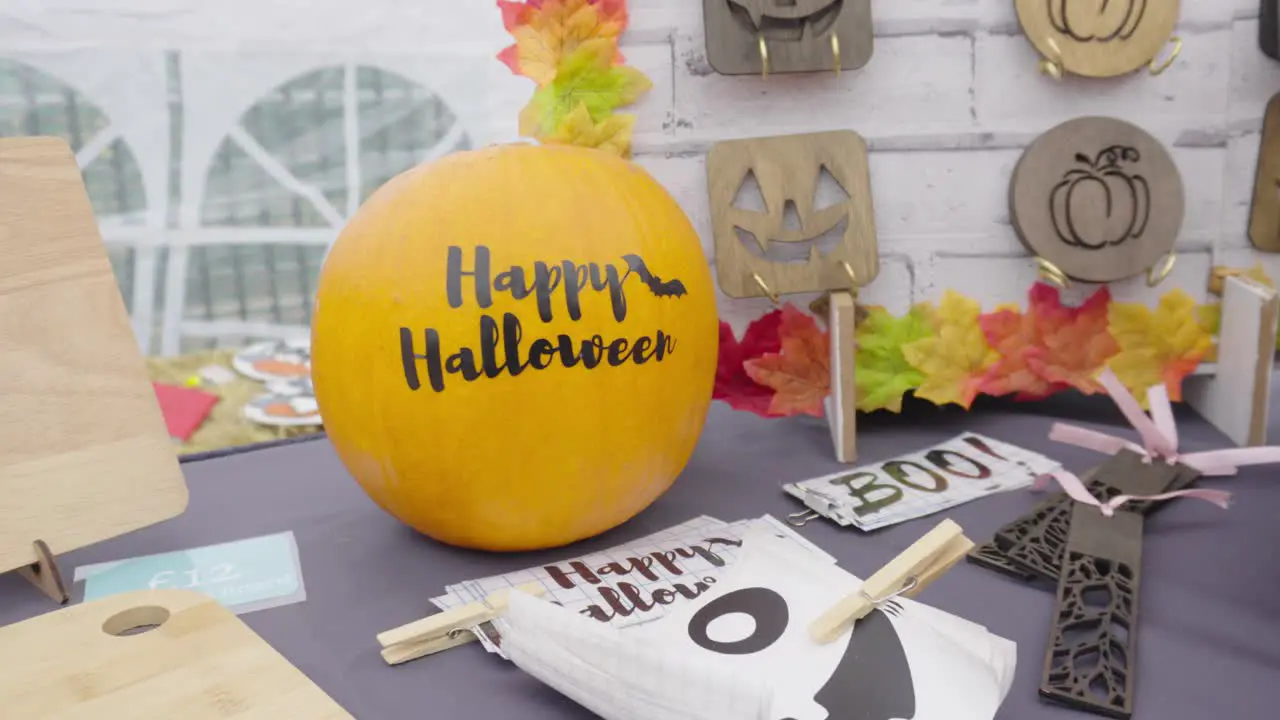 Halloween Pumpkin decorations text graphics and other seasonal items