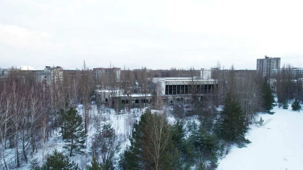 Ferris wheel cabins above Pripyat in winter Chernobyl exclusion zone