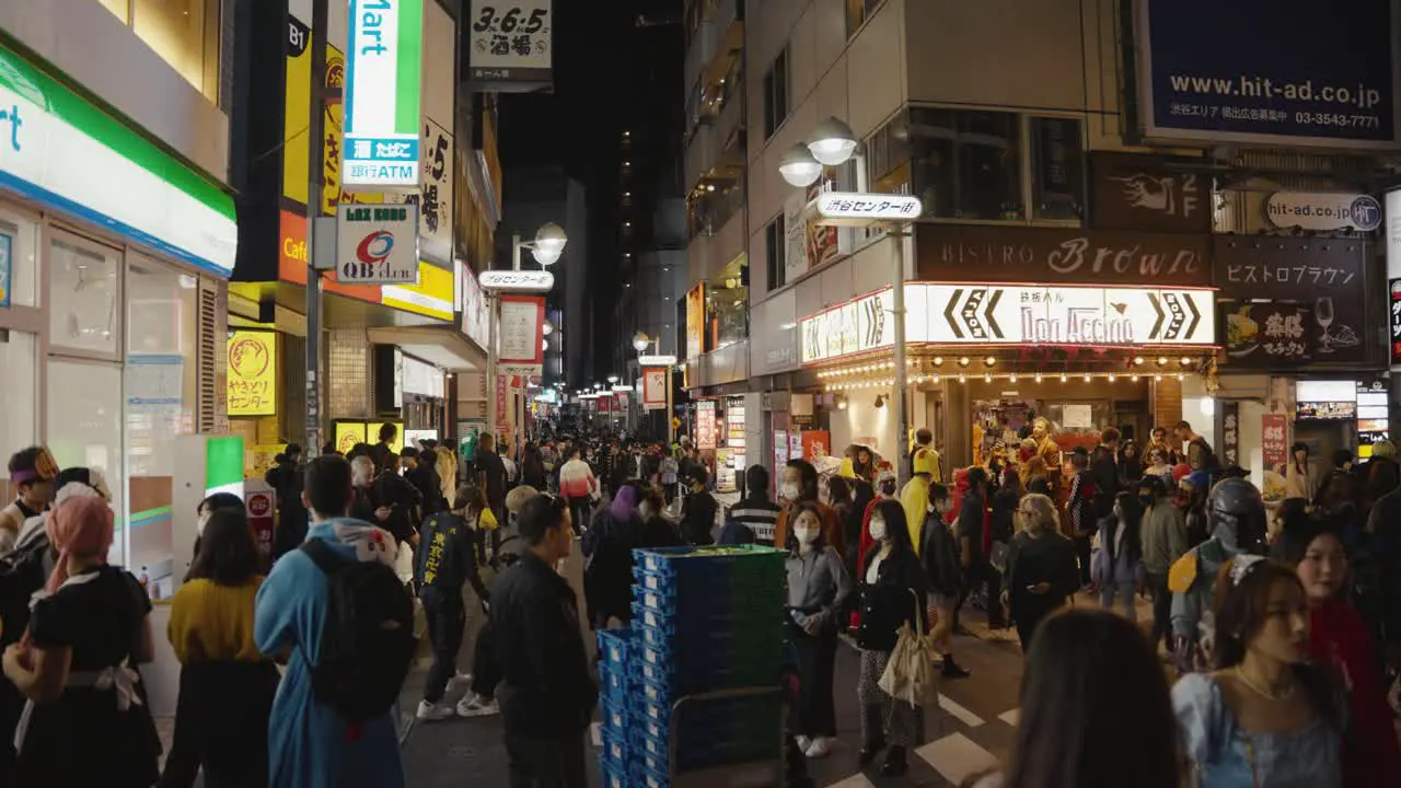 Japanese Streets Filled with Young Party Goers on Halloween Night