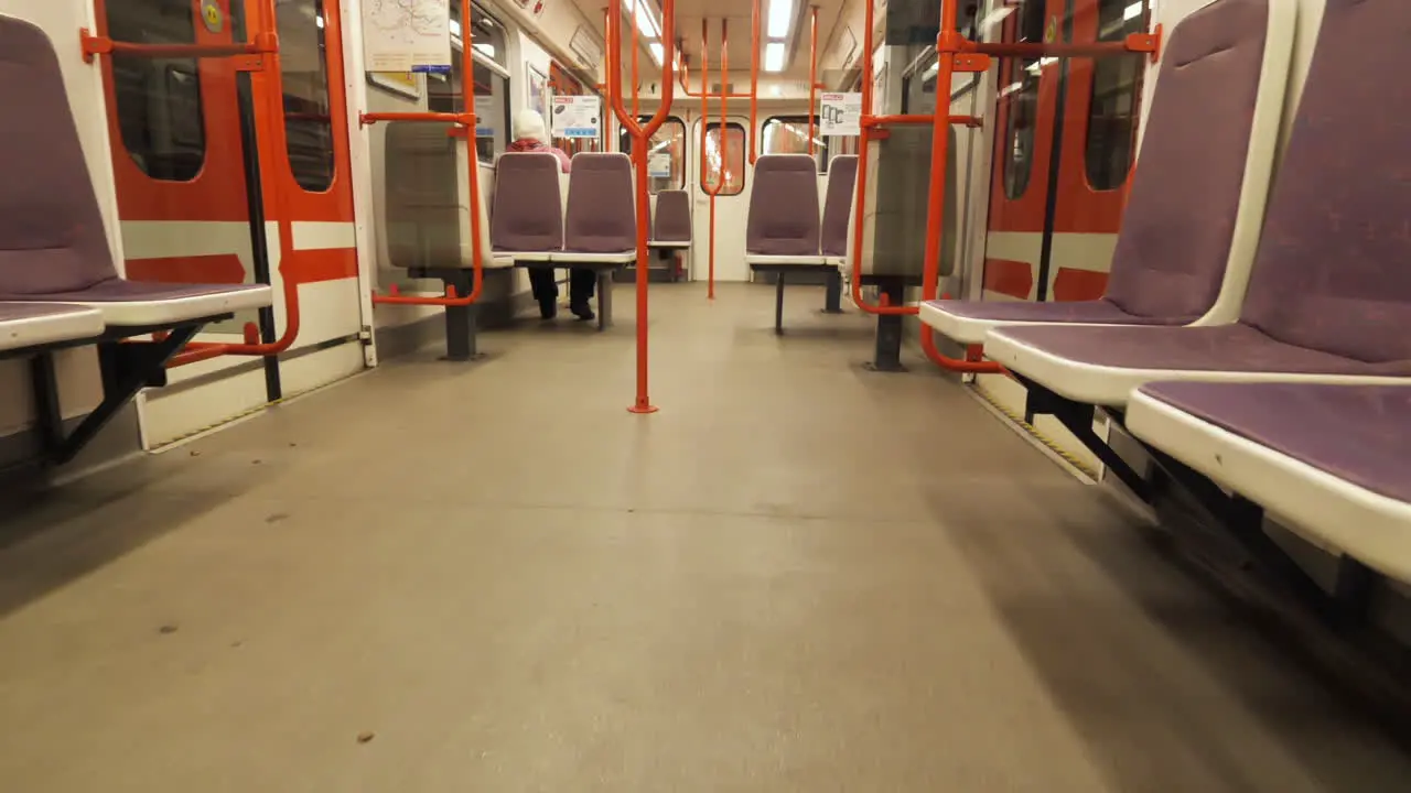 Moving in Almost Empty Metro Train During Covid-19 Virus Pandemic