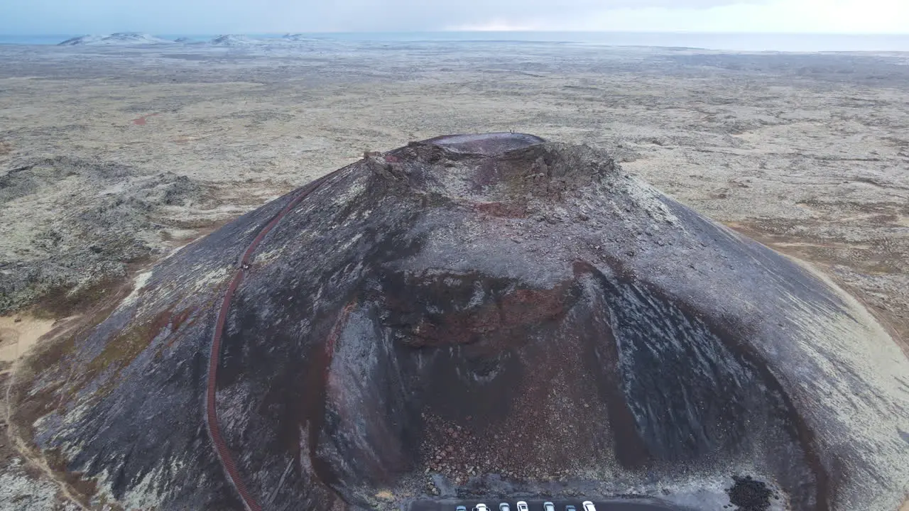 Aerial shot of a dead volcano in Iceland