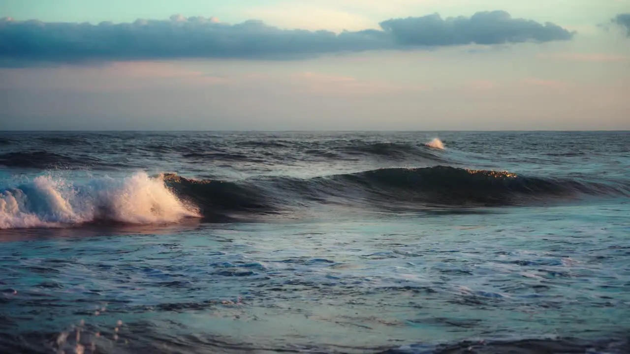 Dark ocean waves in slow motion