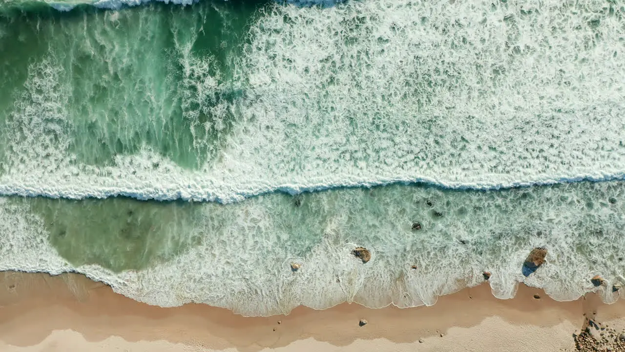 Top View Of Sandy Shoreline Of Kogel Bay Beach With Foamy Waves At Summer In Cape Town South Africa