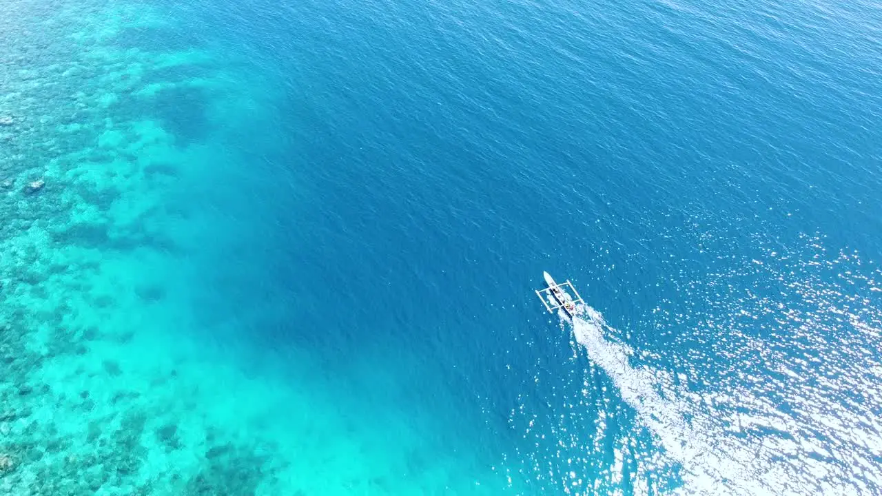 Birds eye view of traditional fishing canoe boat