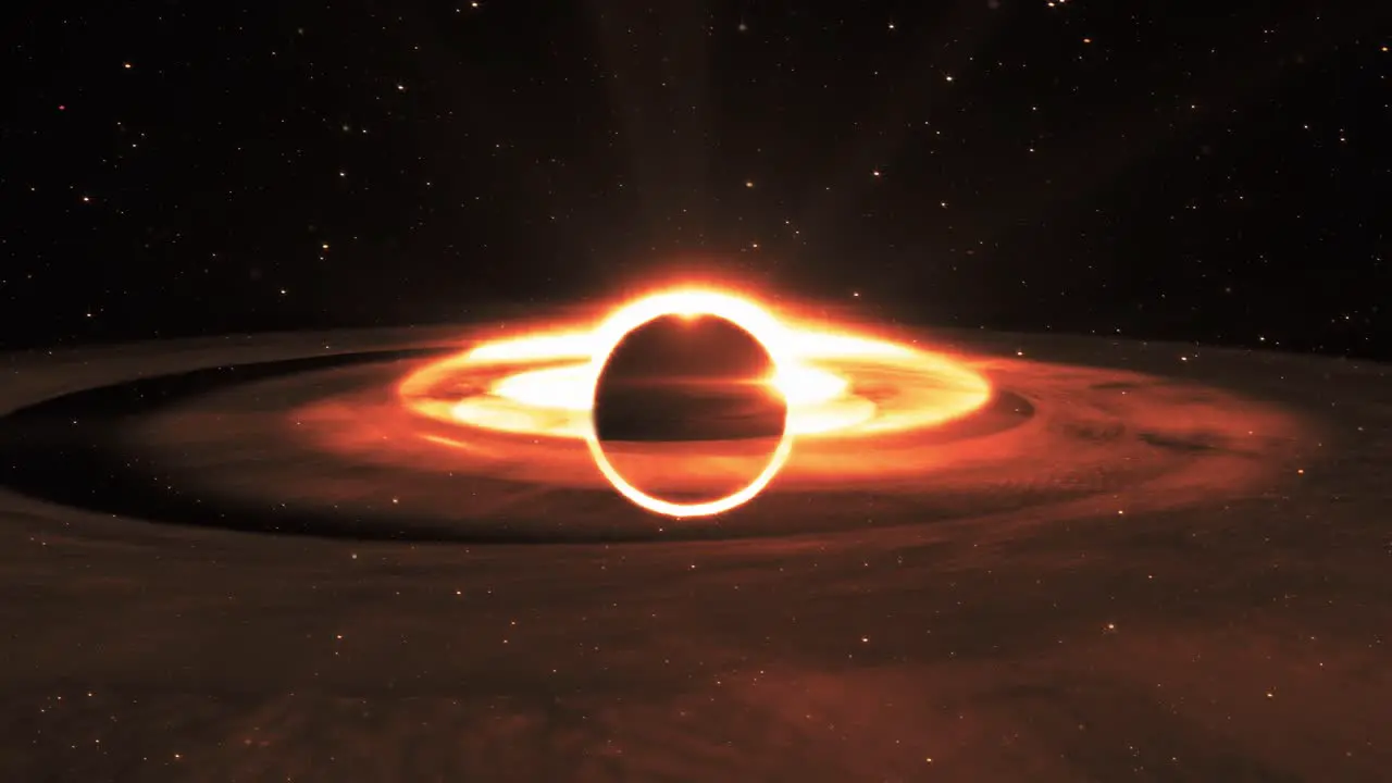 Black Hole and Disk of Glowing Plasma in Space