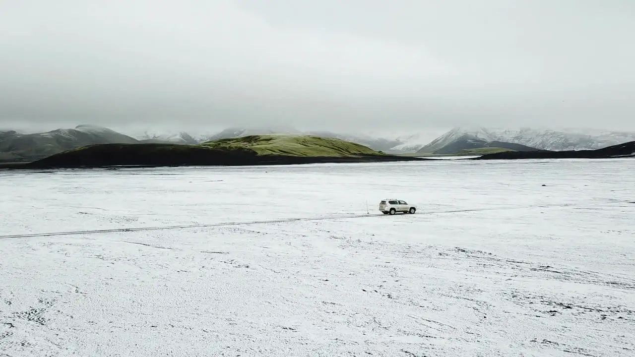 Toyota Highlander Crossover SUV in Surreal Landscape Icelandic Highlands Aerial