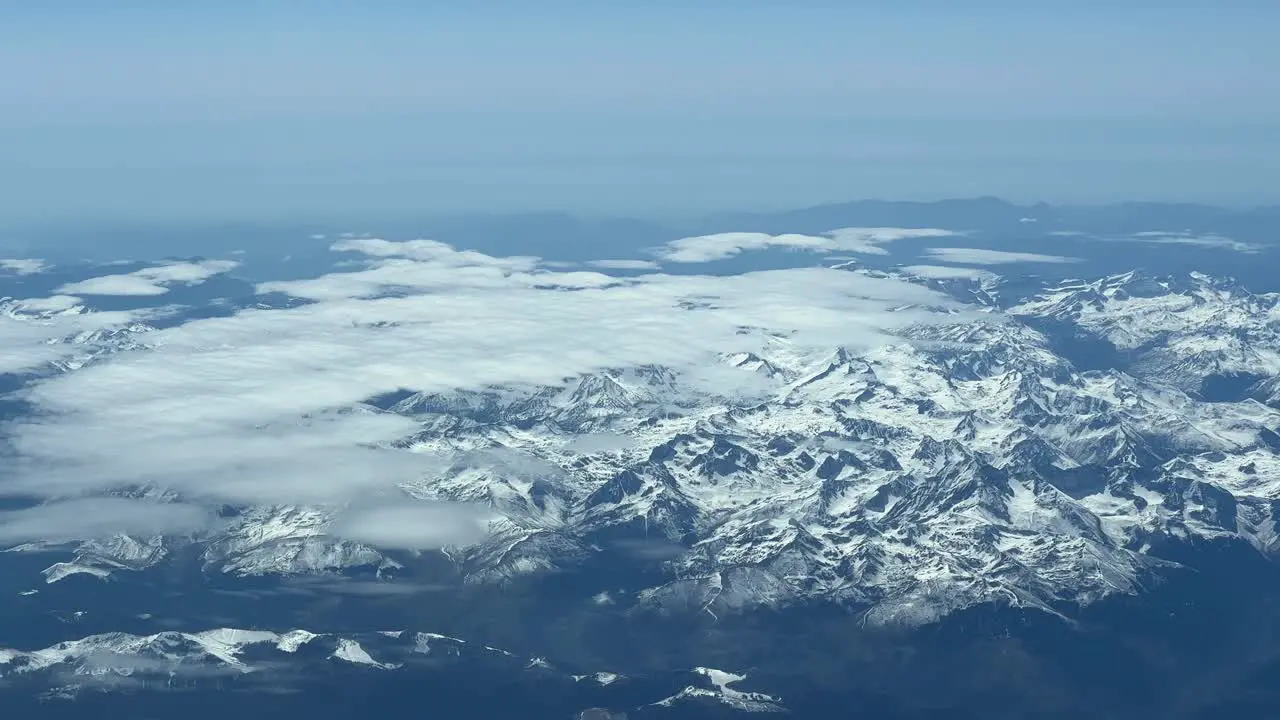 A pilot’s perspective of the snowed Pyrenees mountains flying from France to Spain