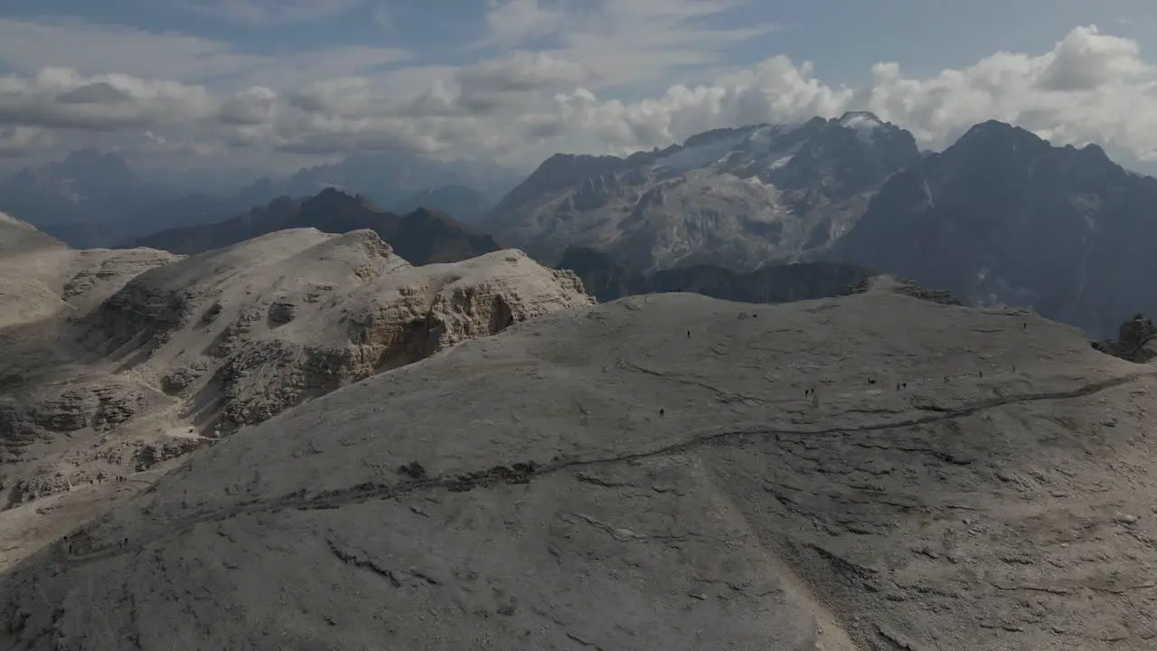 Italian Dolomites astonishing panorama high mountain peaks aerial view