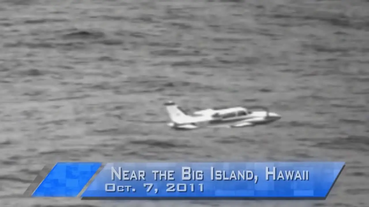 News Style Footage Of A Light Plane Crashing Into The Ocean