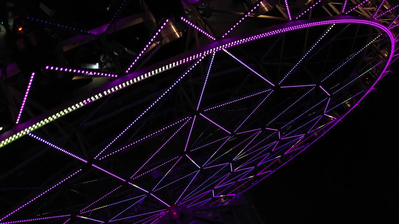 Aerial night view of the new ferris wheel located at Aztlan Parque Urbano in Chapultepec Mexico City