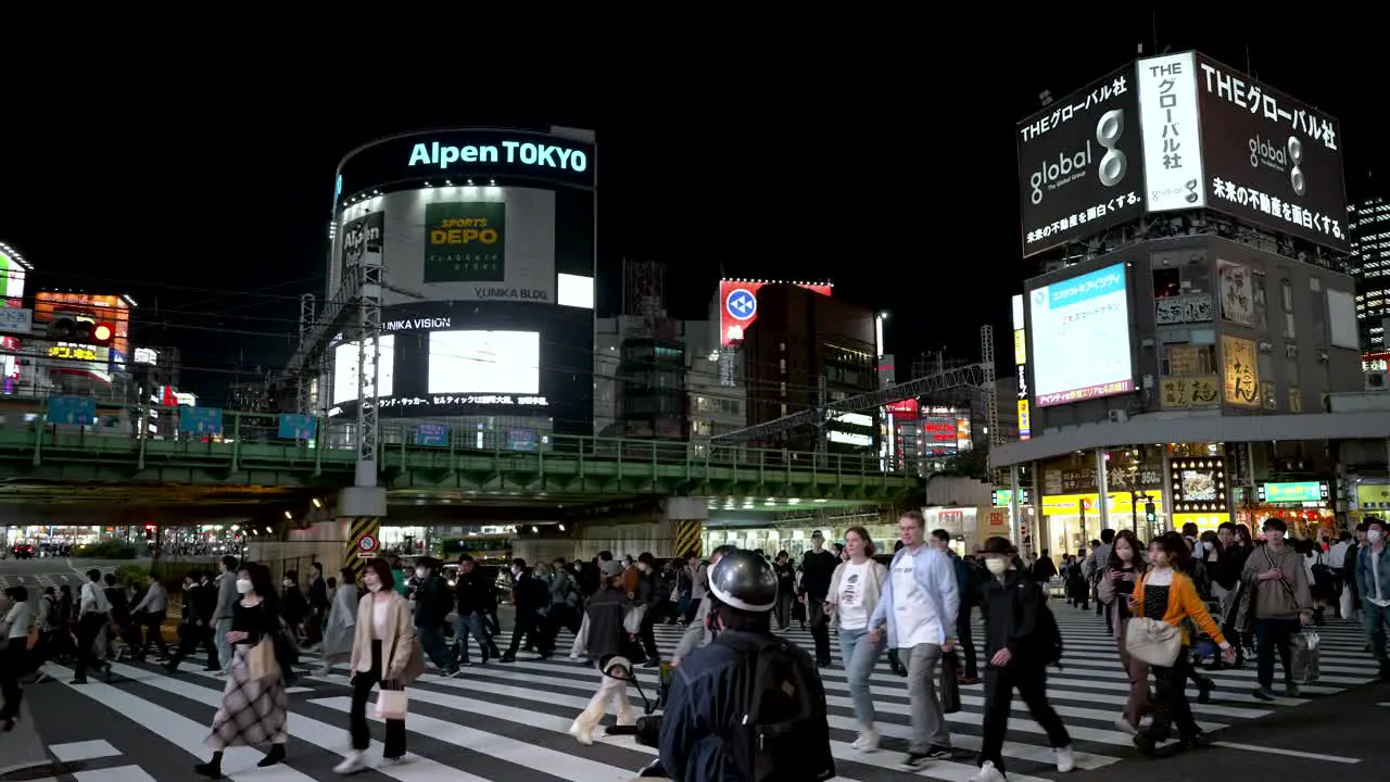 Shinjuku an elevated train track overlooks a bustling scene