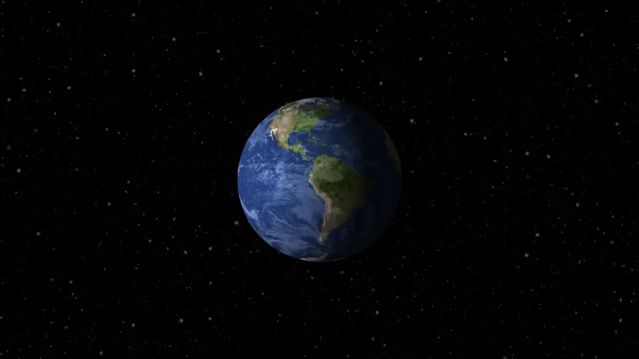 Earth rotating through space world globe planet milky way universe clouds