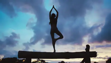 Yoga silhouette and woman meditation against