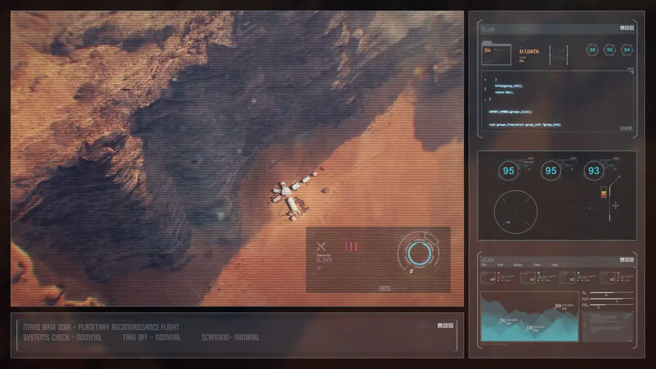 Digital Display Sci-Fi HUD Mars Base From Orbit