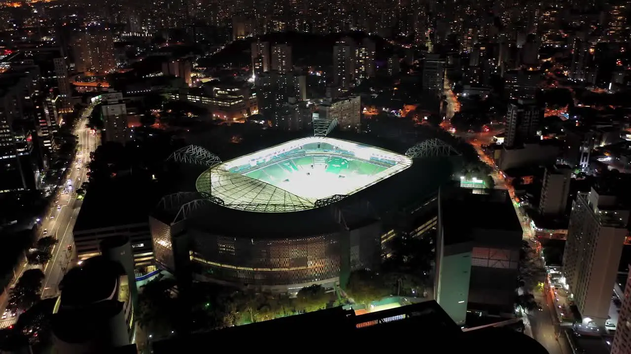 Night aerial landscape of Allianz Arena Sports Center at Sao Paulo Brazil