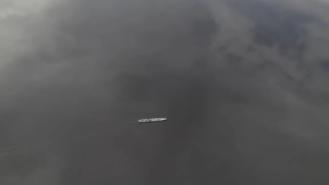 Aerial View Of A Sailing Boat On Laguna Negra Near Boquerón de Perico In Colombia