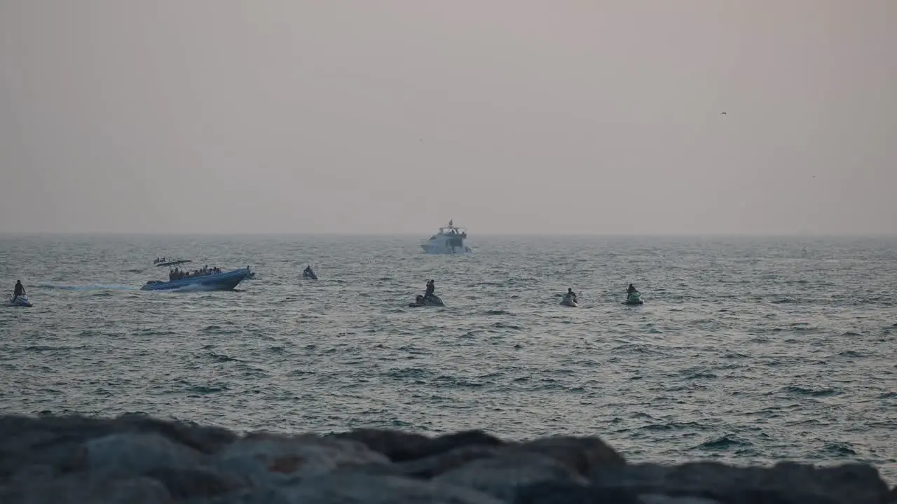 Tourists enjoy water sports in Dubai