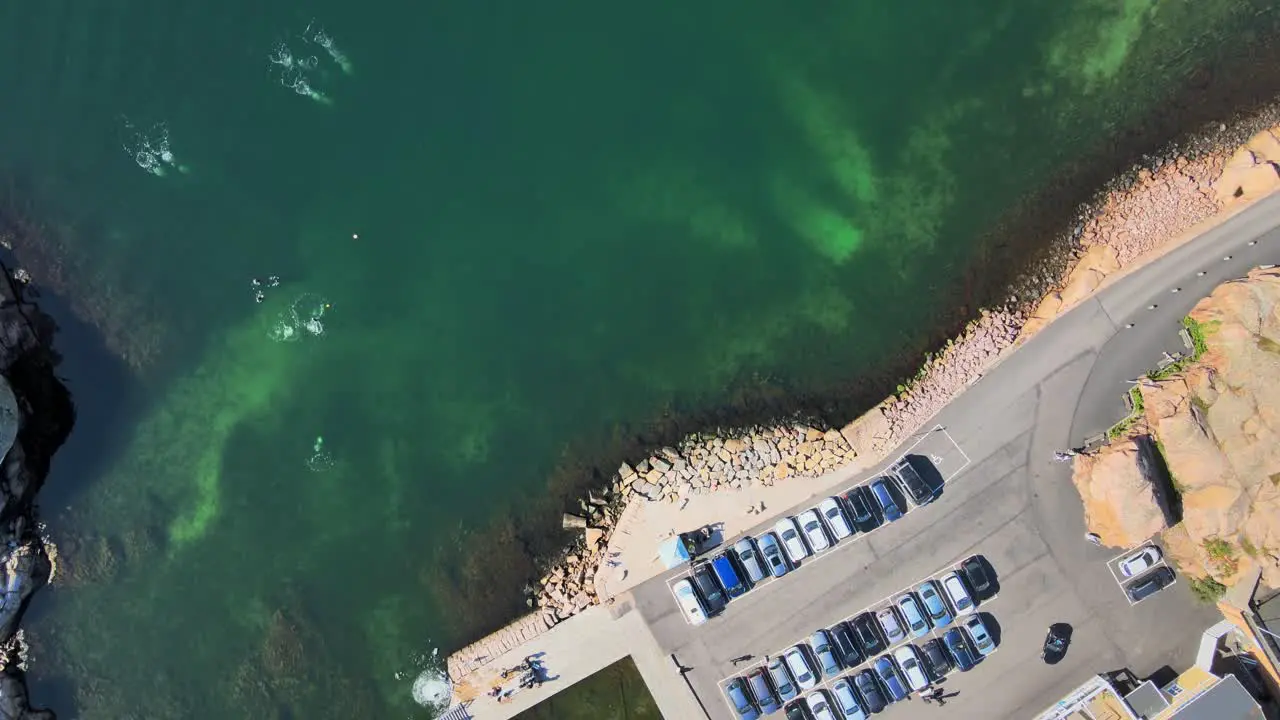 Cars Parked At The Parking Lot At The Coast Of Lysekil In Bohuslan Sweden