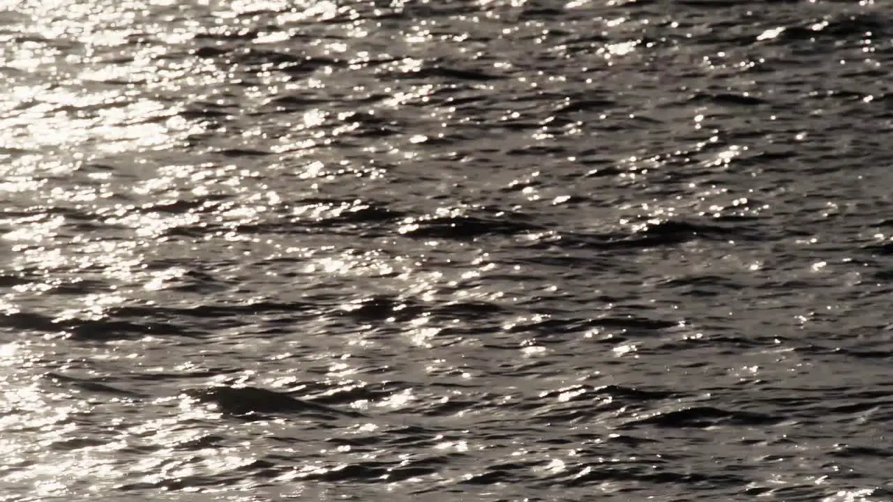 Slow motion shot of silvery waves in massive ocean