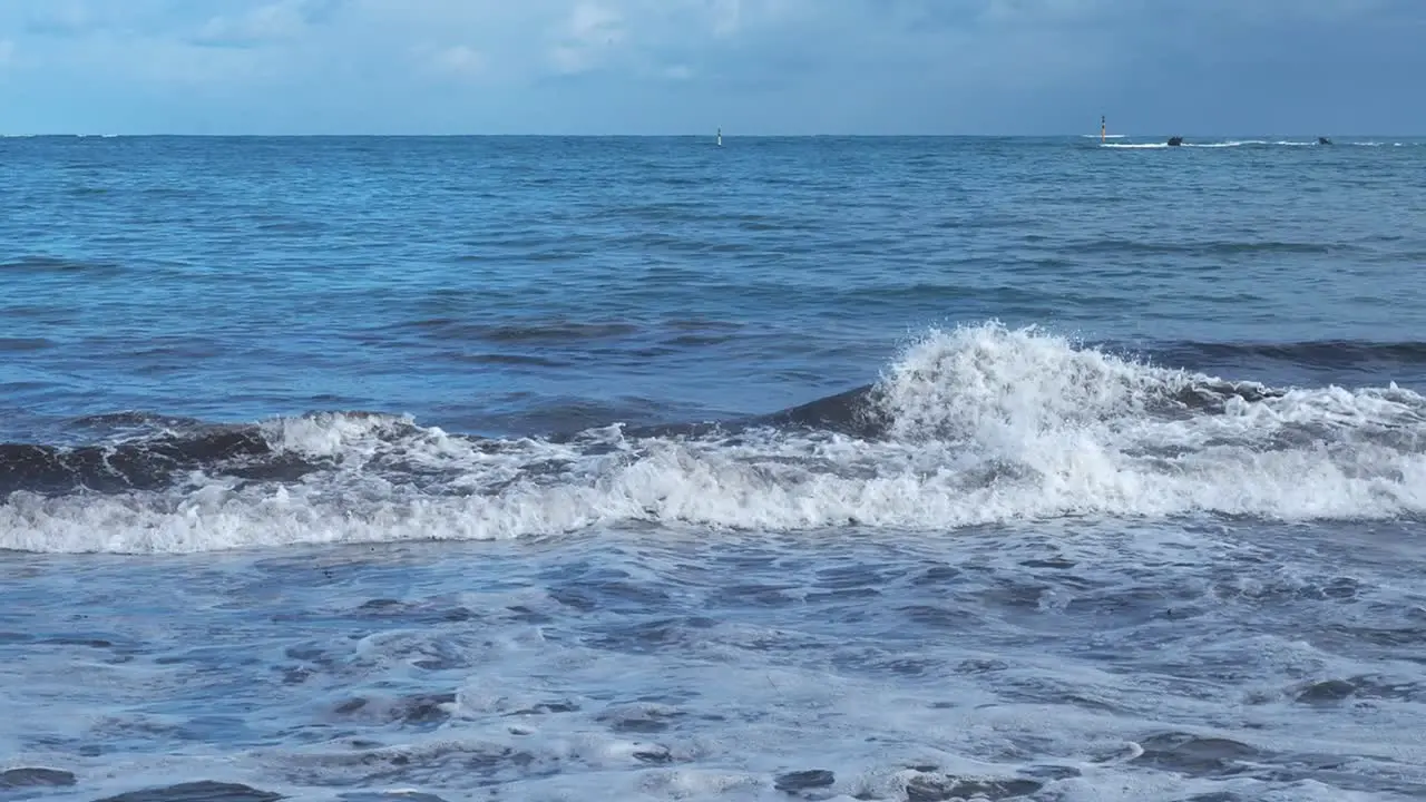 Waves and reflected waves dramatically crashing together