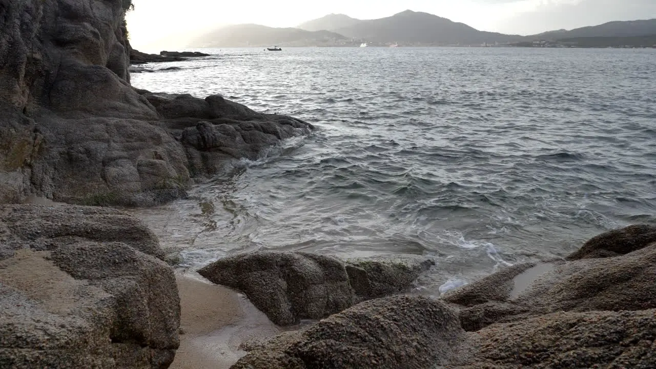 Waves Swell Against Rocky Shore Ambient Seascape Slow Motion