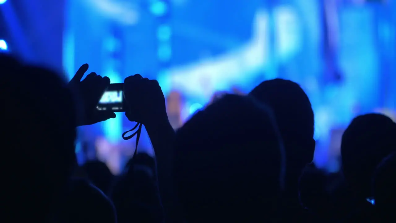 People takes photos on night concert