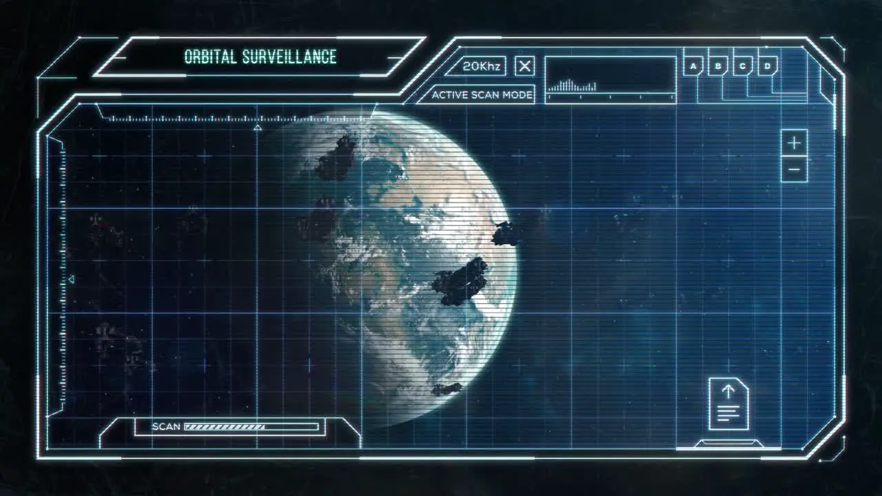 Spaceship Fleet leaving Exoplanet Futuristic Computer HUD