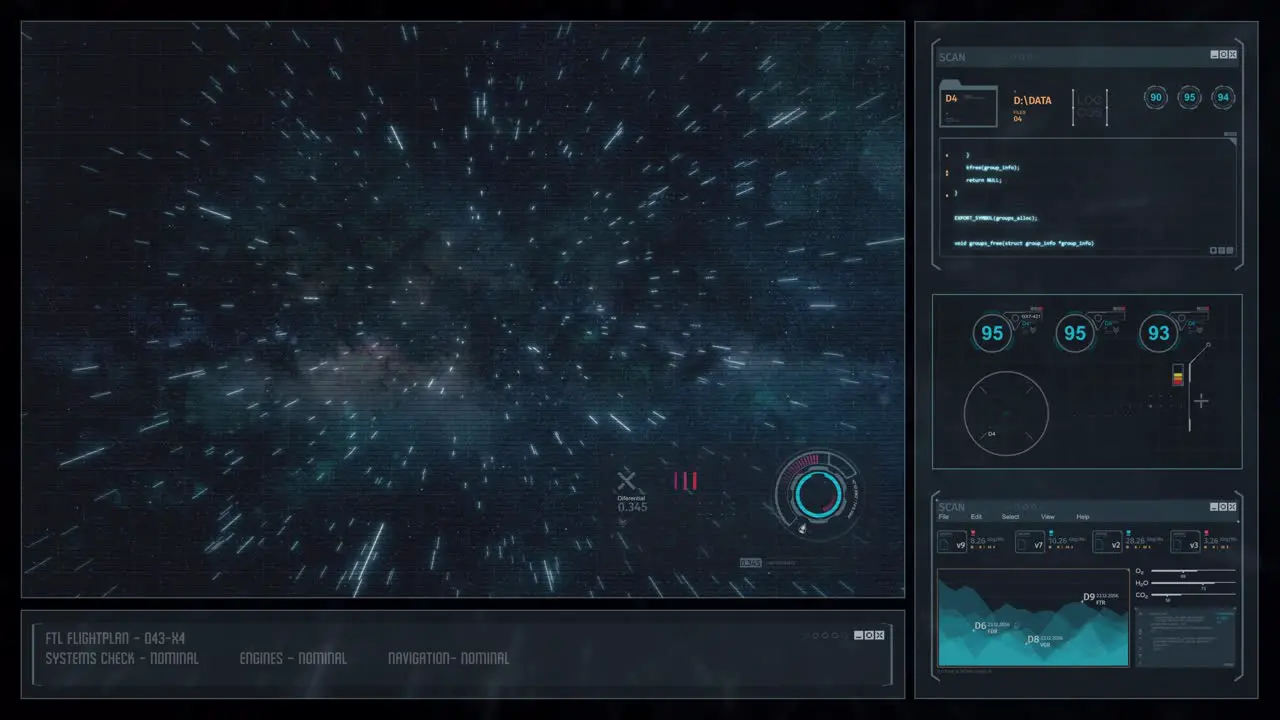 Digital Display Sci-Fi HUD Space Travel Star Trails