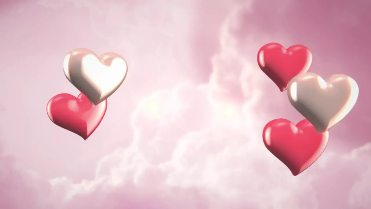 Animation closeup motion romantic hearts on Valentines day 6