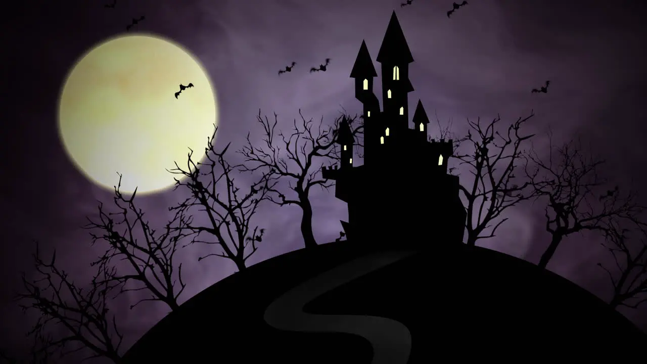 Halloween background animation with castle and moon