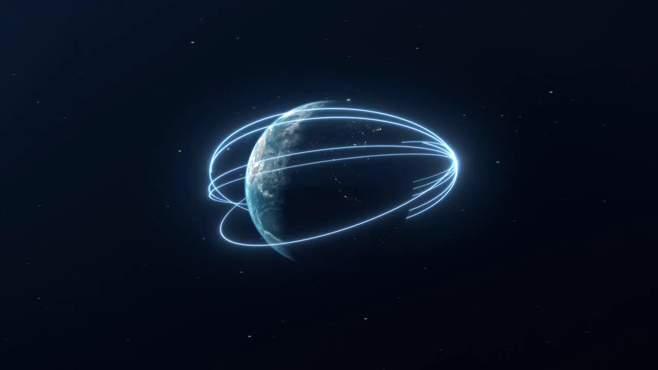 Blue Glowing Lines of Energy Forming Around Planet Earth