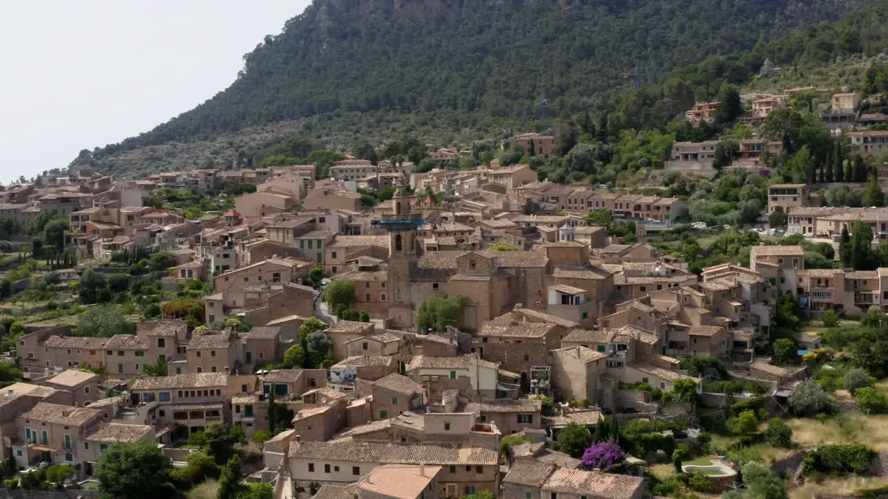 Historical Valldemossa village center with residential houses Spain