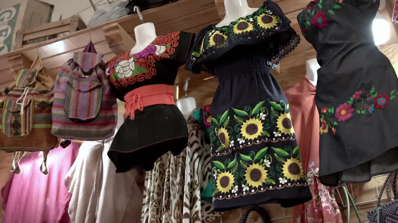 Traditional female Mexican clothes for sale at the gift shop