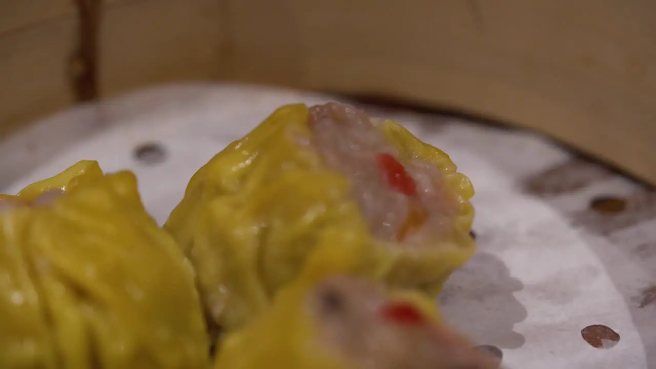 Close-up shot of dim sum dishes