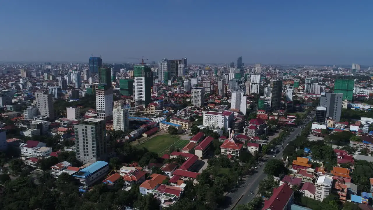 Drone over Asian city Aerial