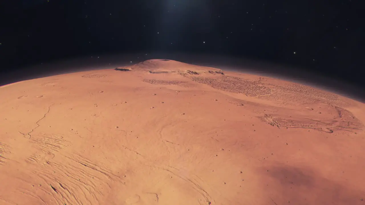 Close Profile Shot of Olympus Mons the Largest Volcano and Mountain in the Solar System