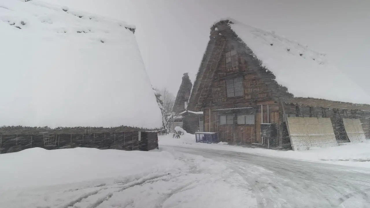 A view of the streets of Shirakawago during winter a small village in the Japanese Alps