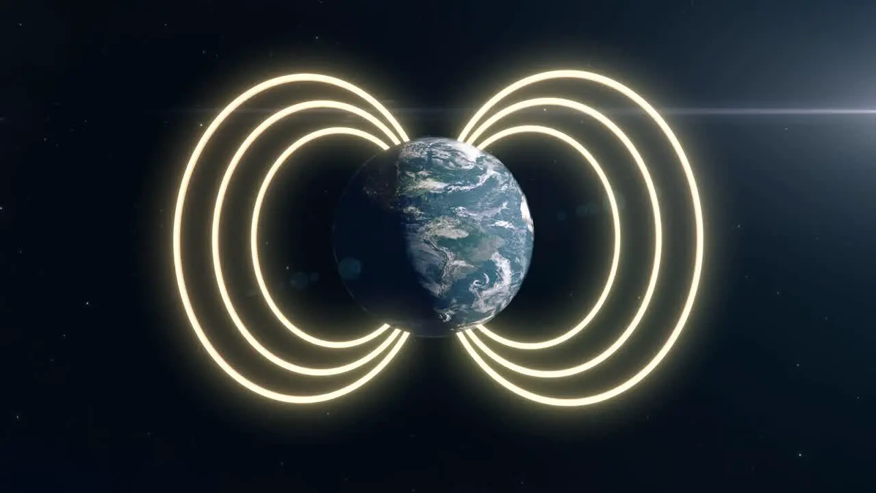 Planet Earth in Space with Glowing Magnetic Field