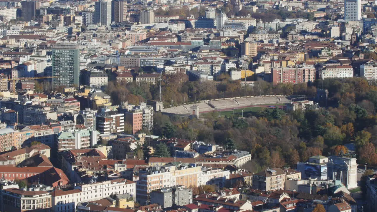 Arena Civica in Milan as seen from a drone