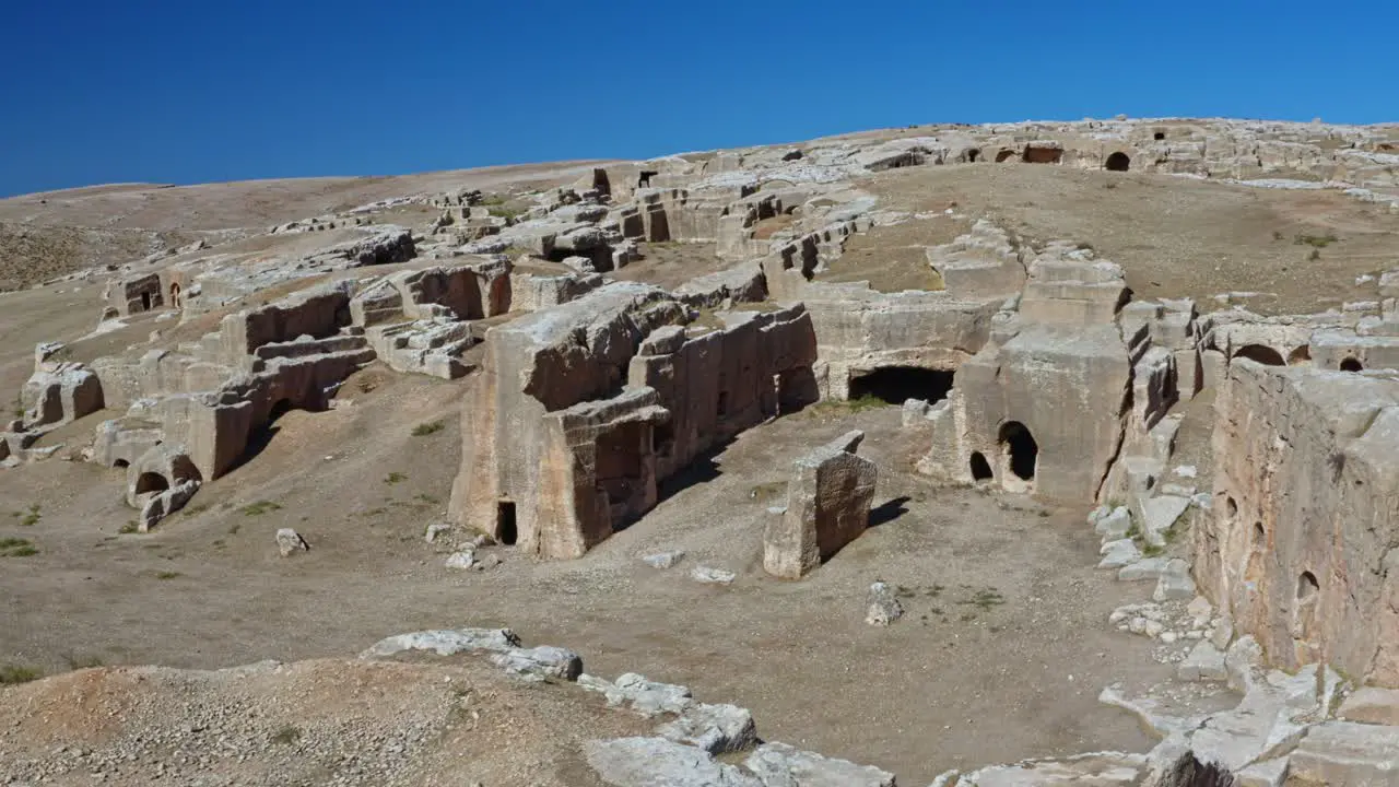 Dara Ancient Cave City Mesopotamia Mardin City Turkey Aerial Shot