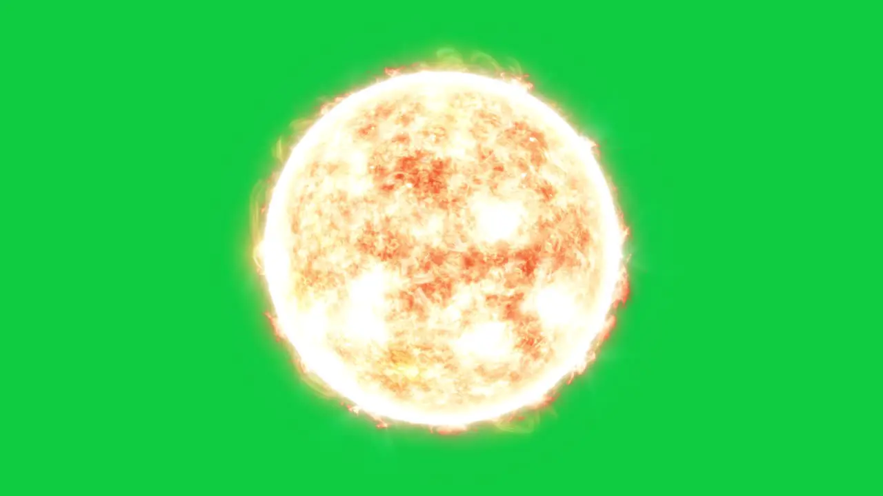 Chromakey Realistic Animated Sun on a Green Screen Background for VFX Compositing