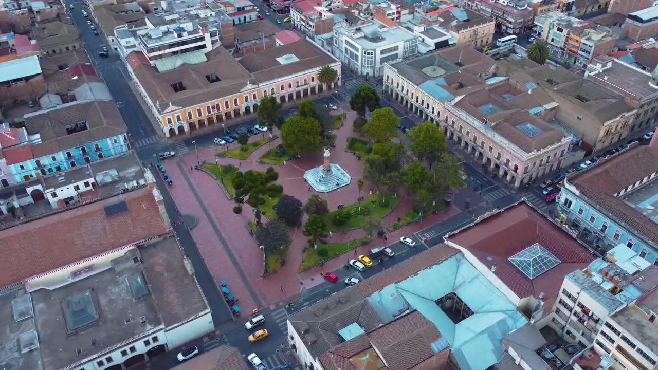 View of the city park in Riobamba in Ecuador South America with mountains in the background