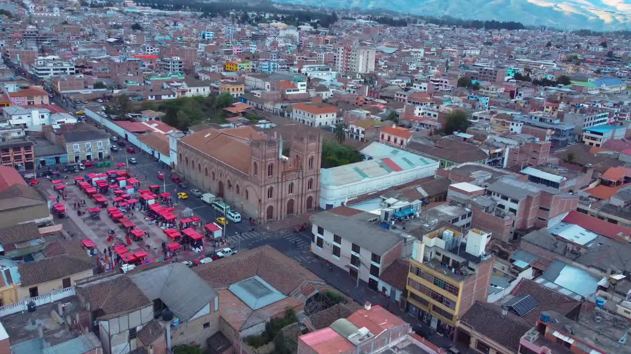 View of the old church in Riobamba in Ecuador South America with mountains in the background