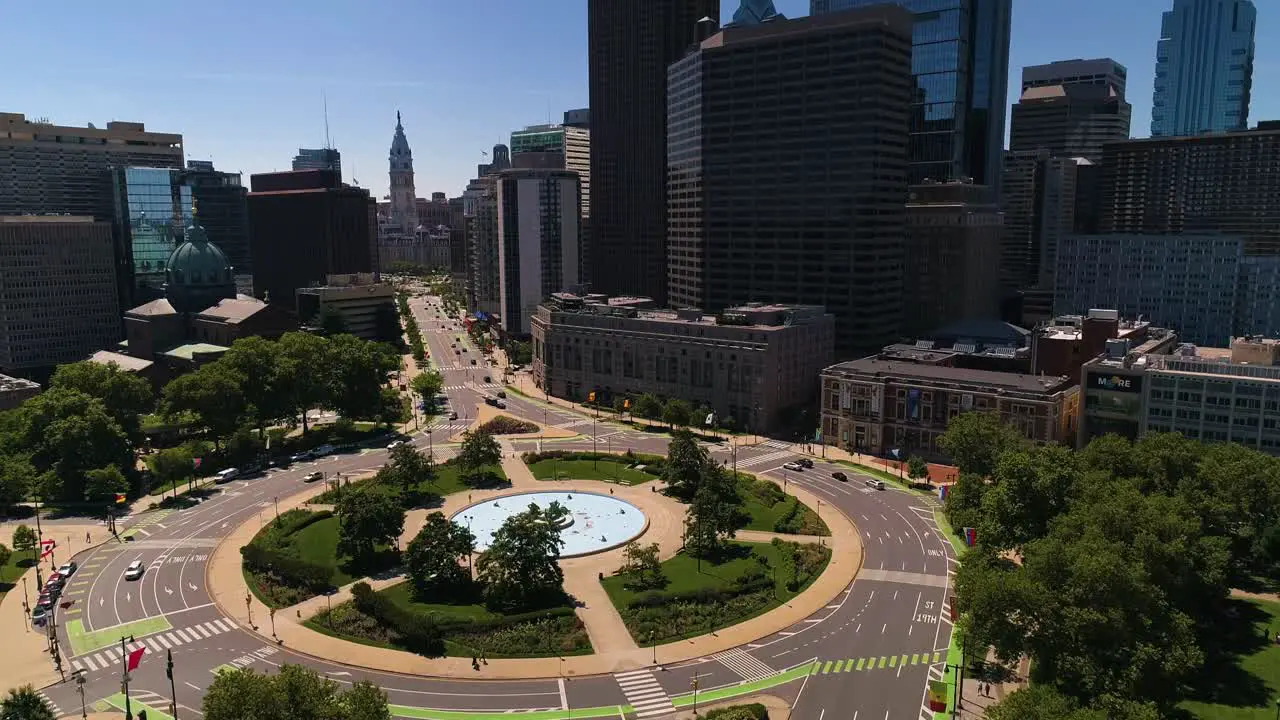 Aerial Shot of Logan Circle and Philadelphia Skyline