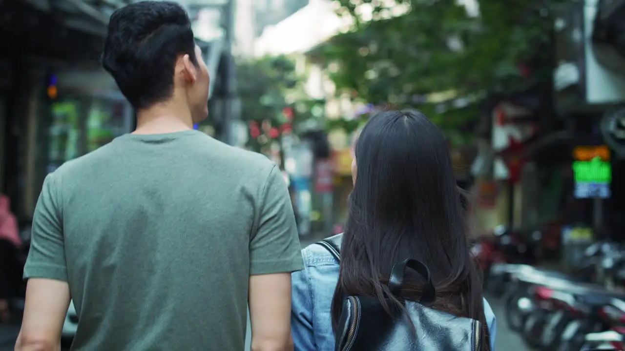 Handheld view of tourists sightseeing