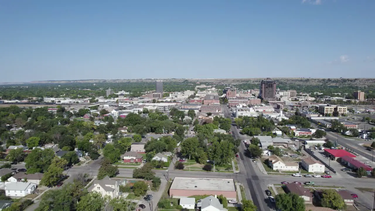 Billings Montana Downtown City Panorama in Summer Blue Sky Aerial