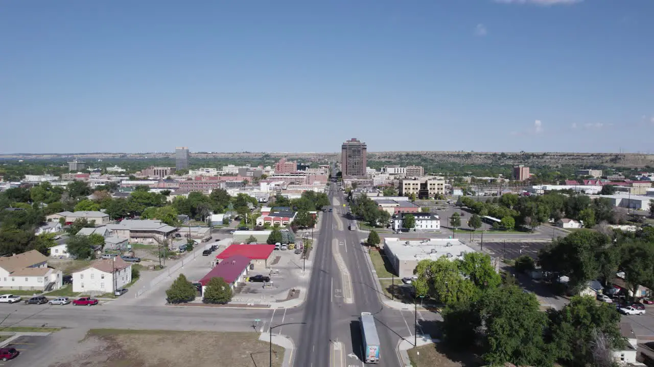 Urban Streets of Downtown Billings Montana Aerial Landscape with Blue Sky