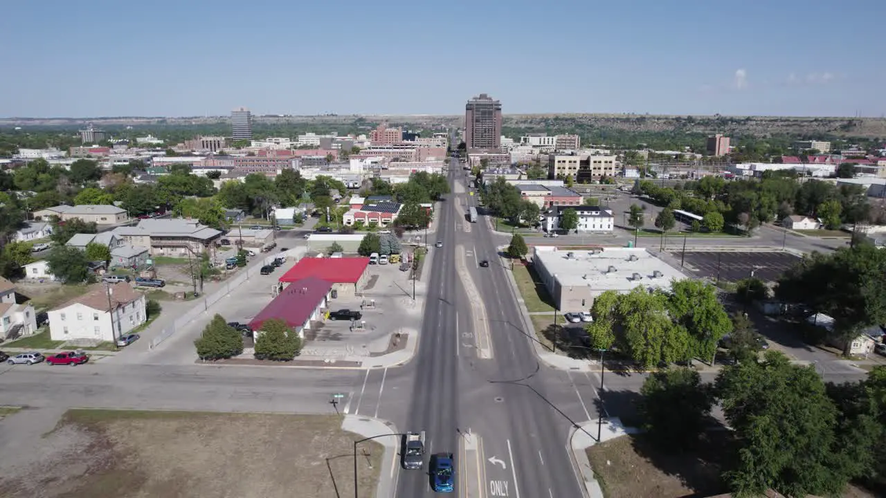 Cars on Roads in Billings City Montana Aerial Drone Landscape