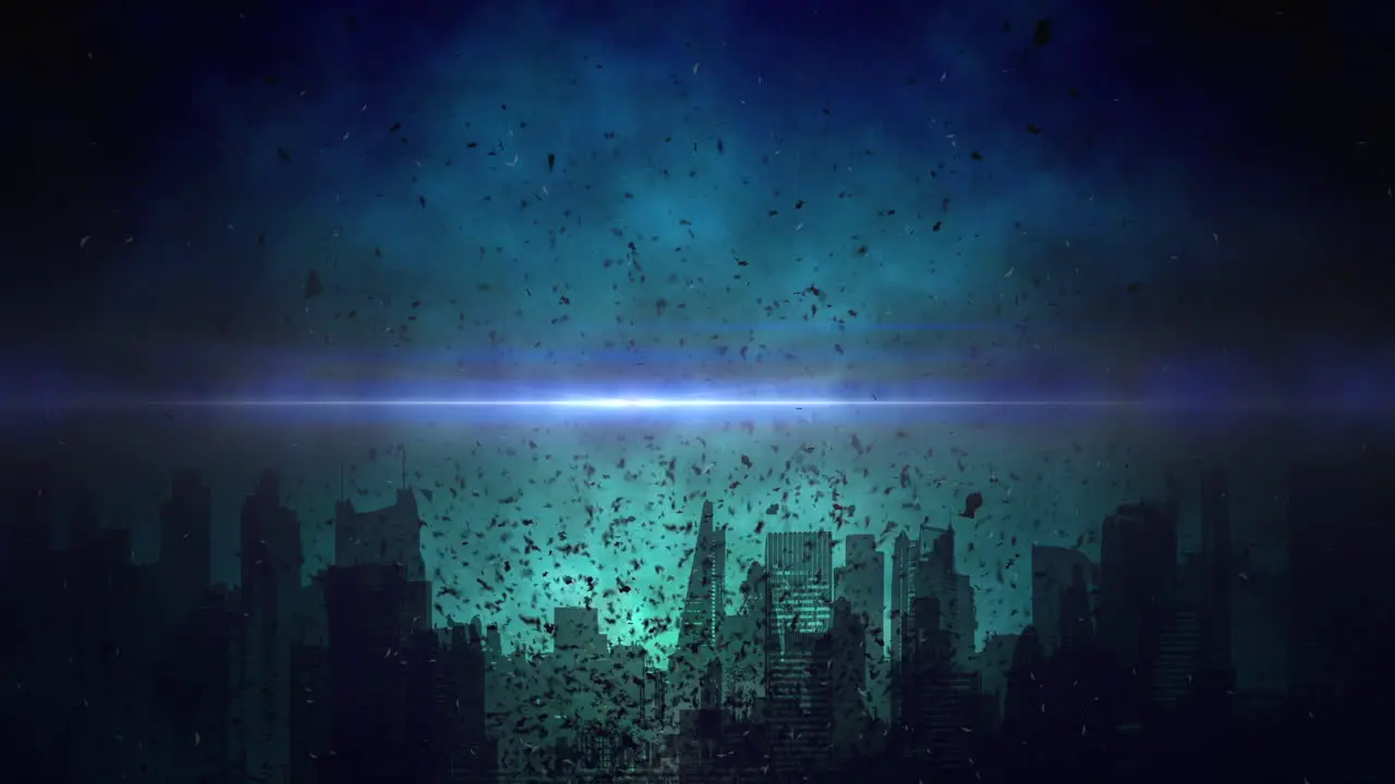 Space Day text with illuminates night skyline in mesmerizing cityscape